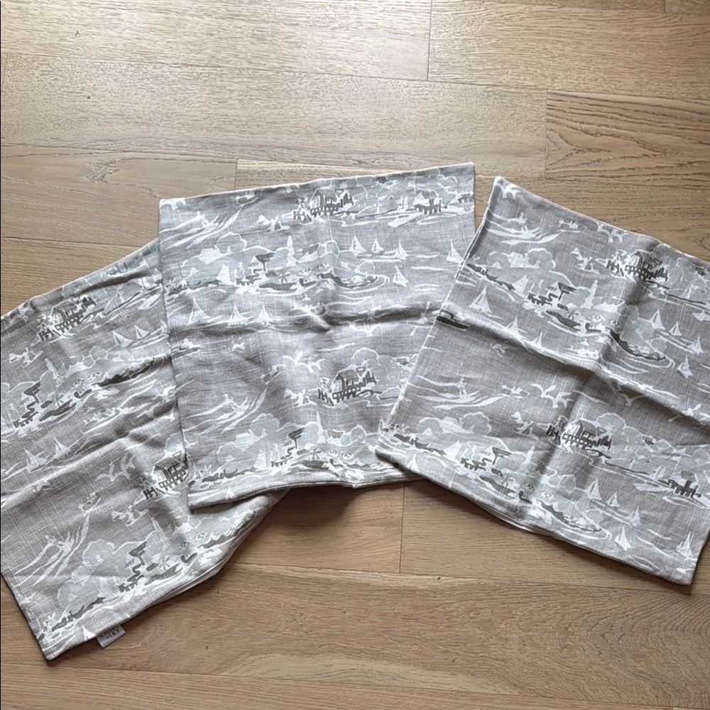 Serena & Lily Pillow Cover Sham Nautical Gray White Boat